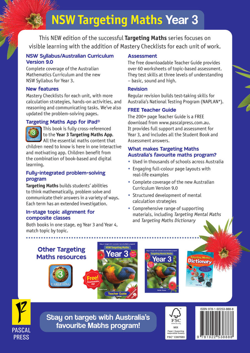 Sample inside page from the NSW Targeting Maths Year 3 2023 Curriculum Edition workbook, taken from the publisher product gallery