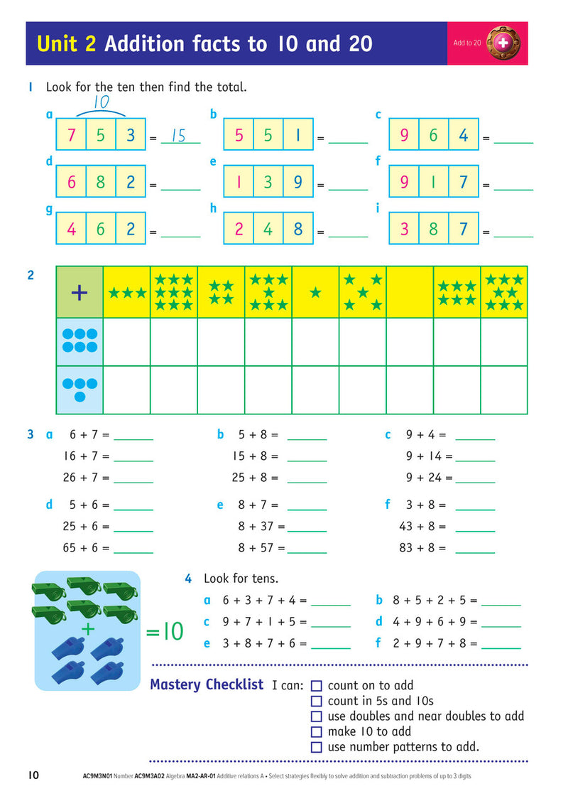 Sample inside page from the NSW Targeting Maths Year 3 2023 Curriculum Edition workbook, taken from the publisher product gallery