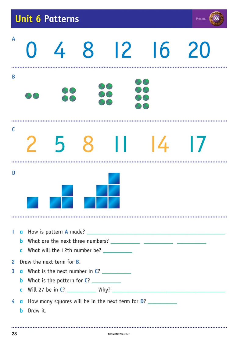 Sample inside page from the NSW Targeting Maths Year 3 2023 Curriculum Edition workbook, taken from the publisher product gallery