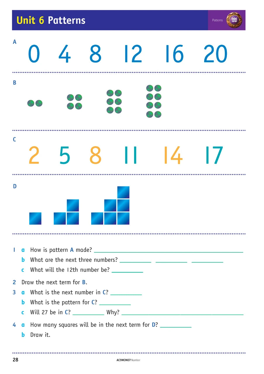 Sample inside page from the NSW Targeting Maths Year 3 2023 Curriculum Edition workbook, taken from the publisher product gallery
