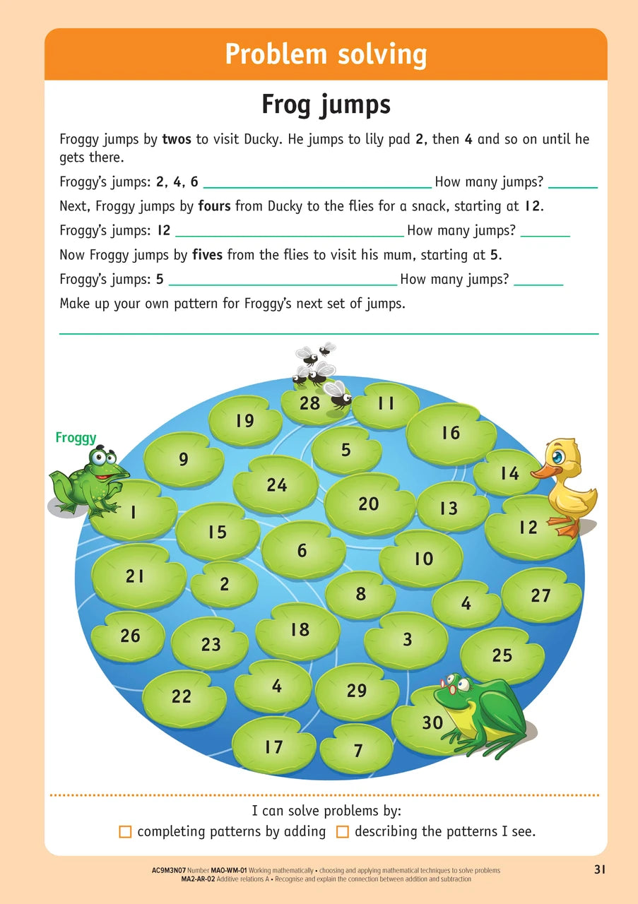Sample inside page from the NSW Targeting Maths Year 3 2023 Curriculum Edition workbook, taken from the publisher product gallery
