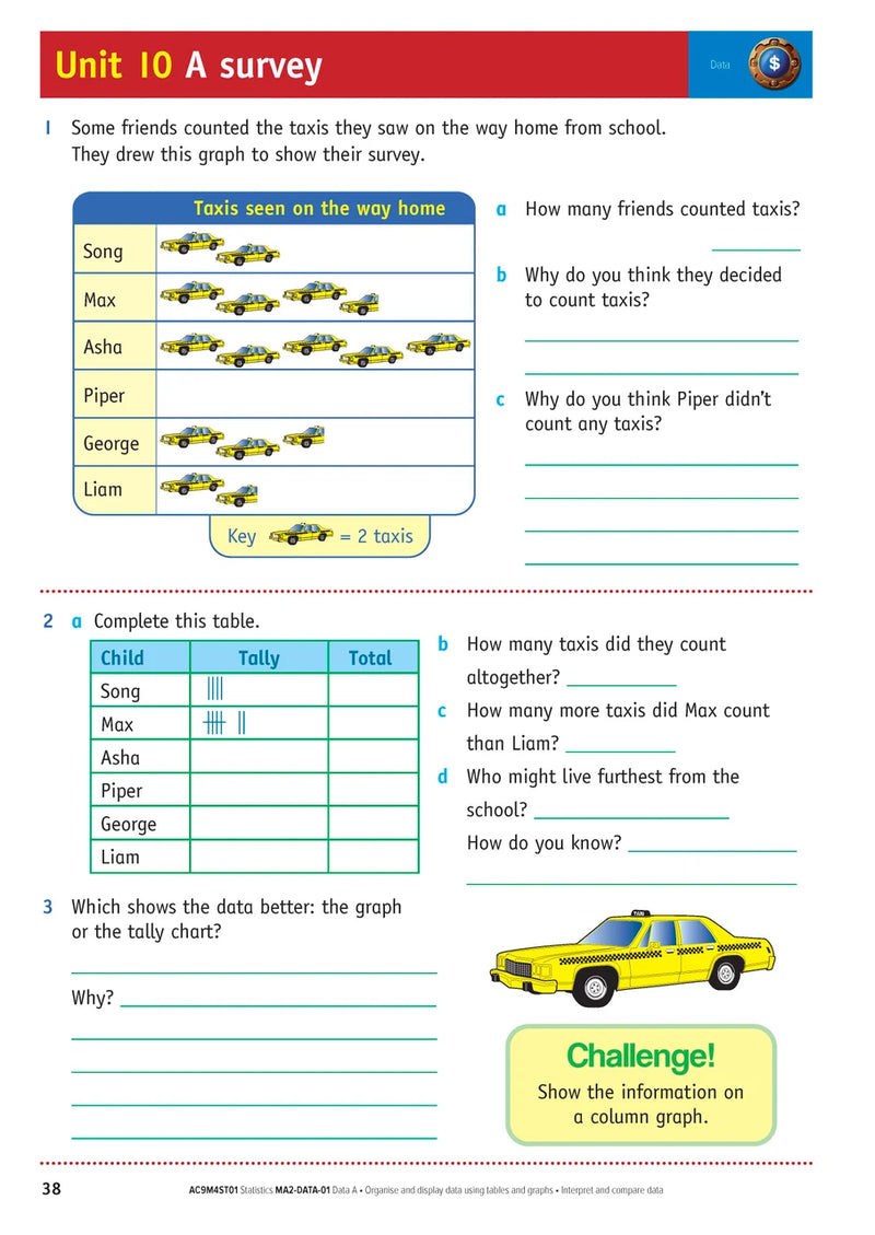 Sample inside page from the NSW Targeting Maths Year 4 2023 Curriculum Edition workbook, taken from the publisher product gallery