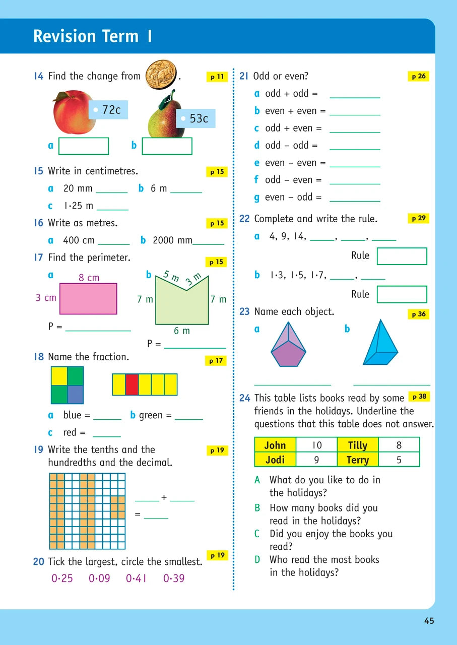 Sample inside page from the NSW Targeting Maths Year 4 2023 Curriculum Edition workbook, taken from the publisher product gallery