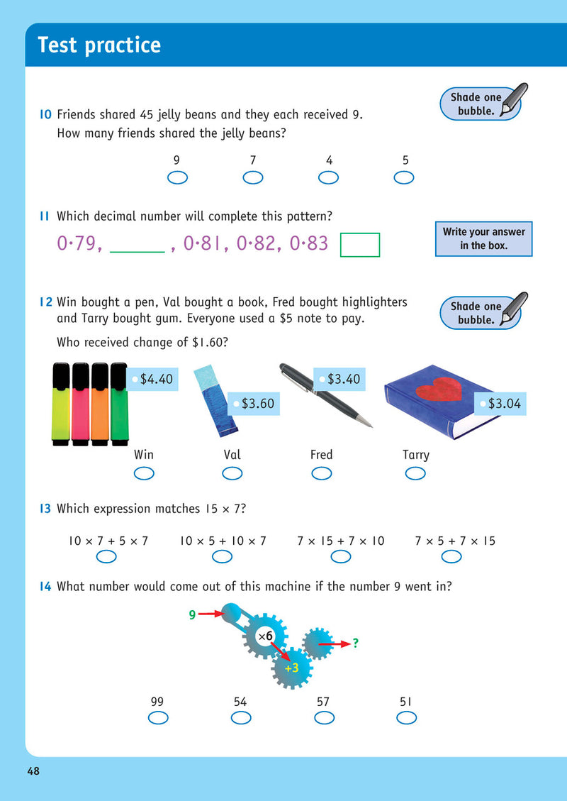 Sample inside page from the NSW Targeting Maths Year 4 2023 Curriculum Edition workbook, taken from the publisher product gallery