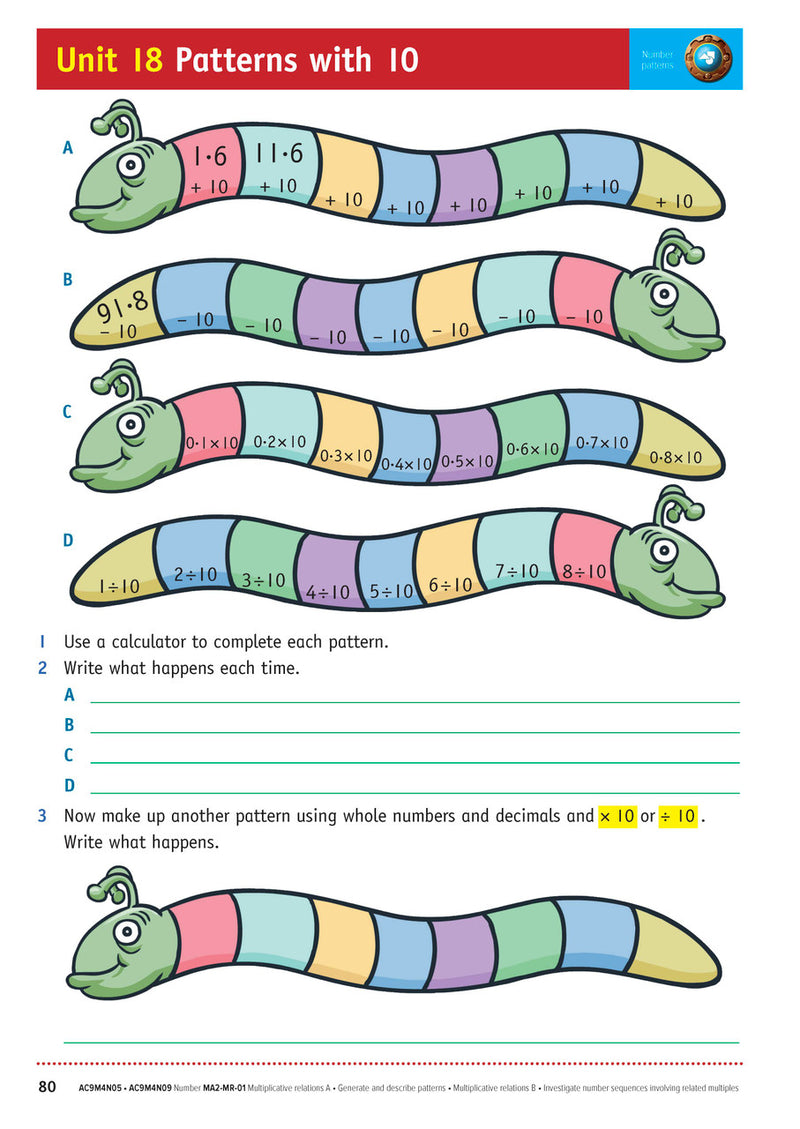 Sample inside page from the NSW Targeting Maths Year 4 2023 Curriculum Edition workbook, taken from the publisher product gallery