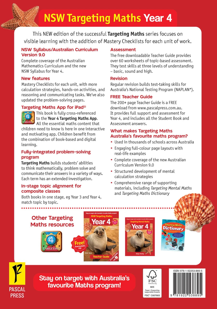 Sample inside page from the NSW Targeting Maths Year 4 2023 Curriculum Edition workbook, taken from the publisher product gallery