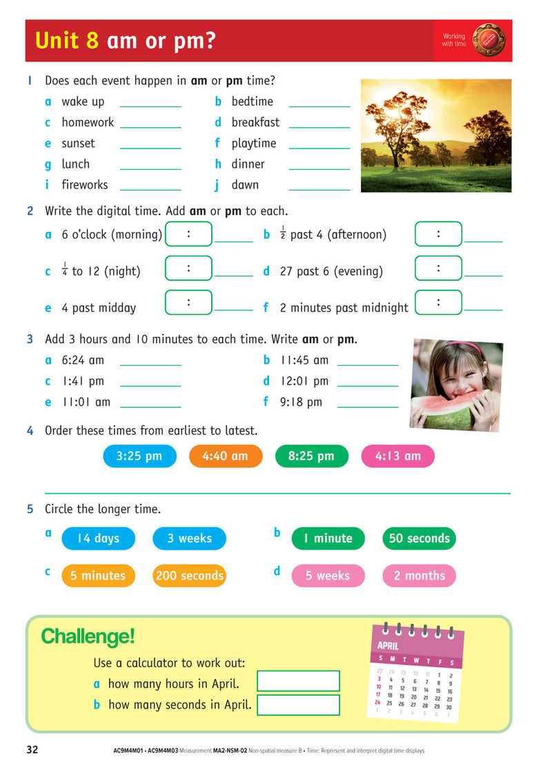 Sample inside page from the NSW Targeting Maths Year 4 2023 Curriculum Edition workbook, taken from the publisher product gallery