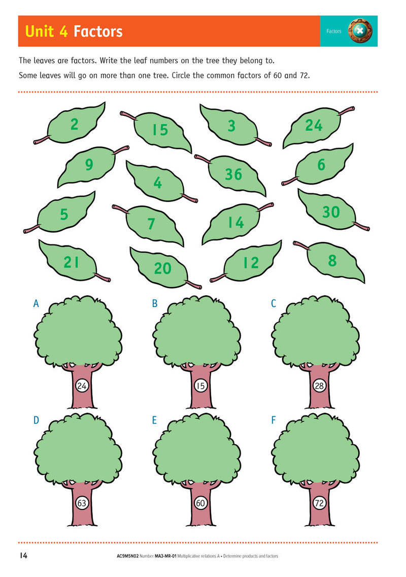 Sample inside page from the NSW Targeting Maths Year 5 2023 Curriculum Edition workbook, taken from the publisher product gallery