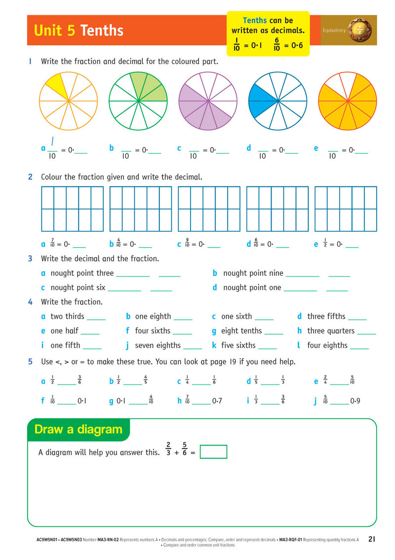Sample inside page from the NSW Targeting Maths Year 5 2023 Curriculum Edition workbook, taken from the publisher product gallery