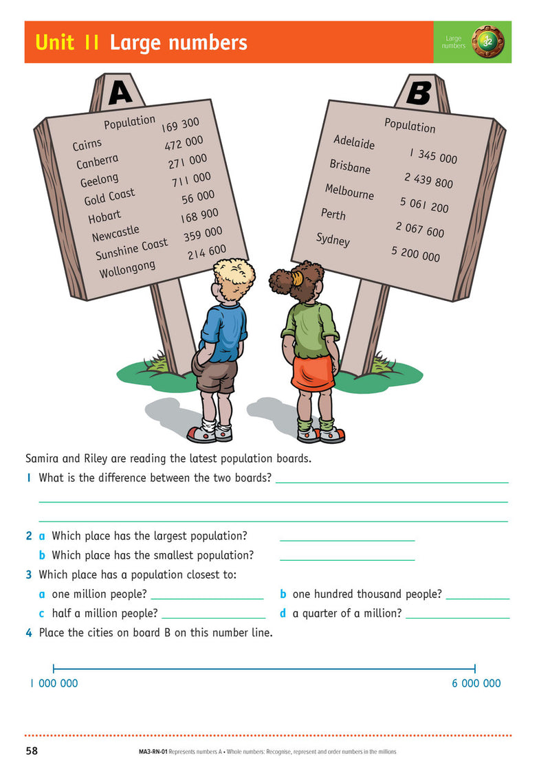 Sample inside page from the NSW Targeting Maths Year 5 2023 Curriculum Edition workbook, taken from the publisher product gallery