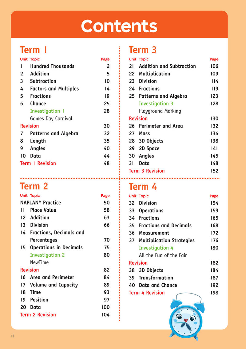Sample inside page from the NSW Targeting Maths Year 5 2023 Curriculum Edition workbook, taken from the publisher product gallery