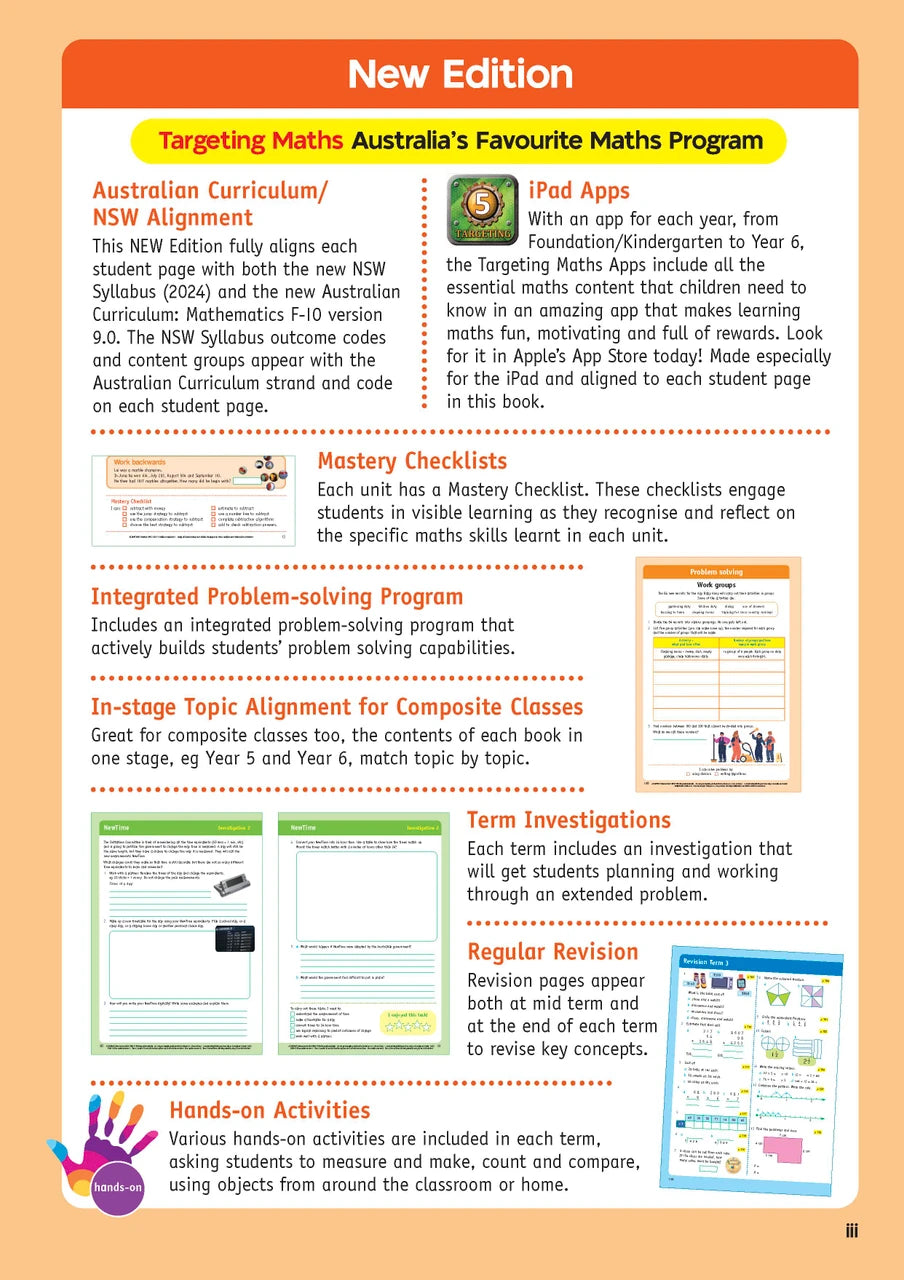 Sample inside page from the NSW Targeting Maths Year 5 2023 Curriculum Edition workbook, taken from the publisher product gallery