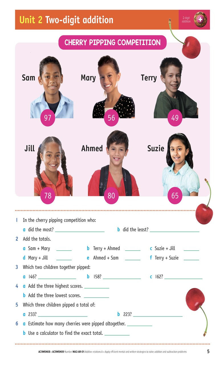 Sample inside page from the NSW Targeting Maths Year 5 2023 Curriculum Edition workbook, taken from the publisher product gallery