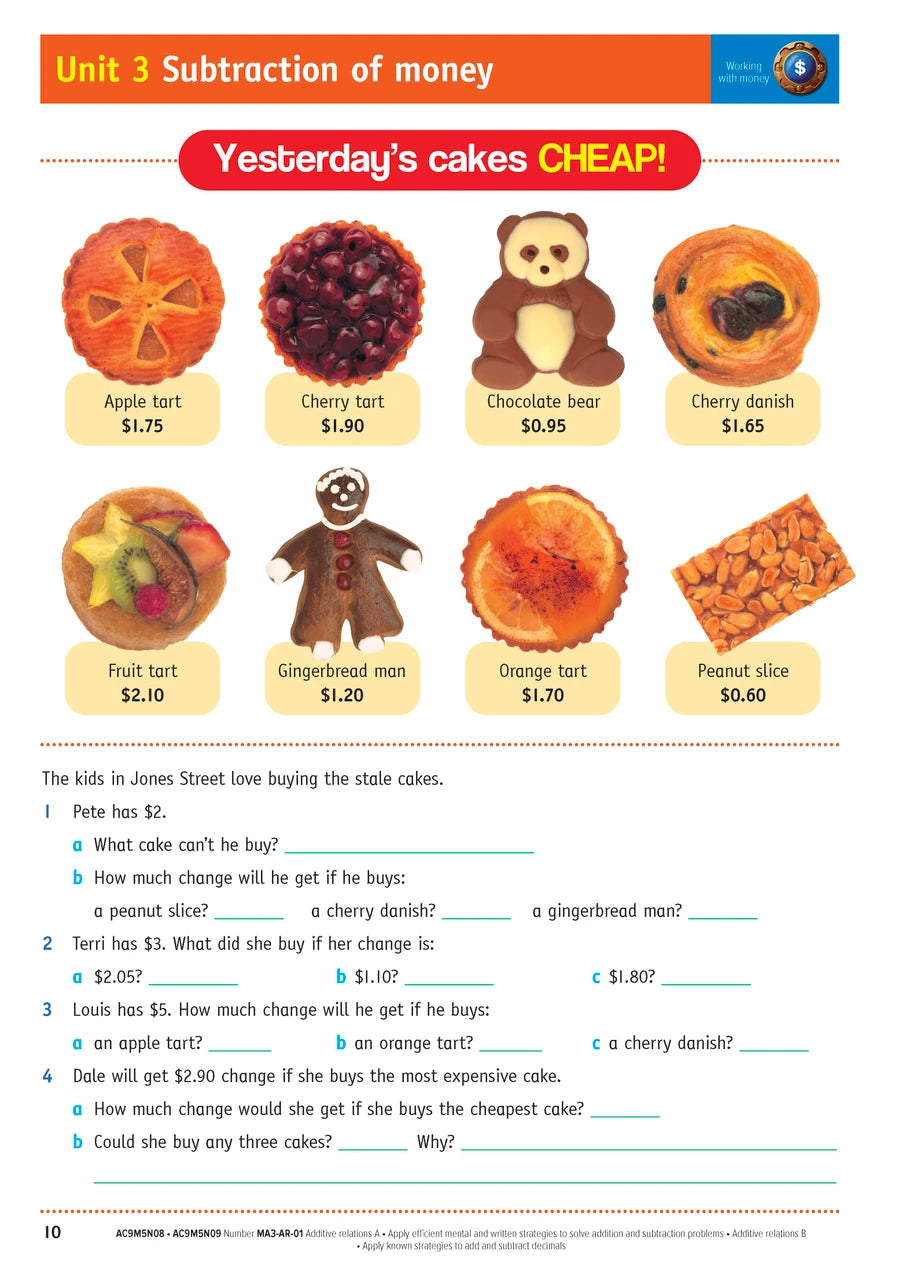 Sample inside page from the NSW Targeting Maths Year 5 2023 Curriculum Edition workbook, taken from the publisher product gallery