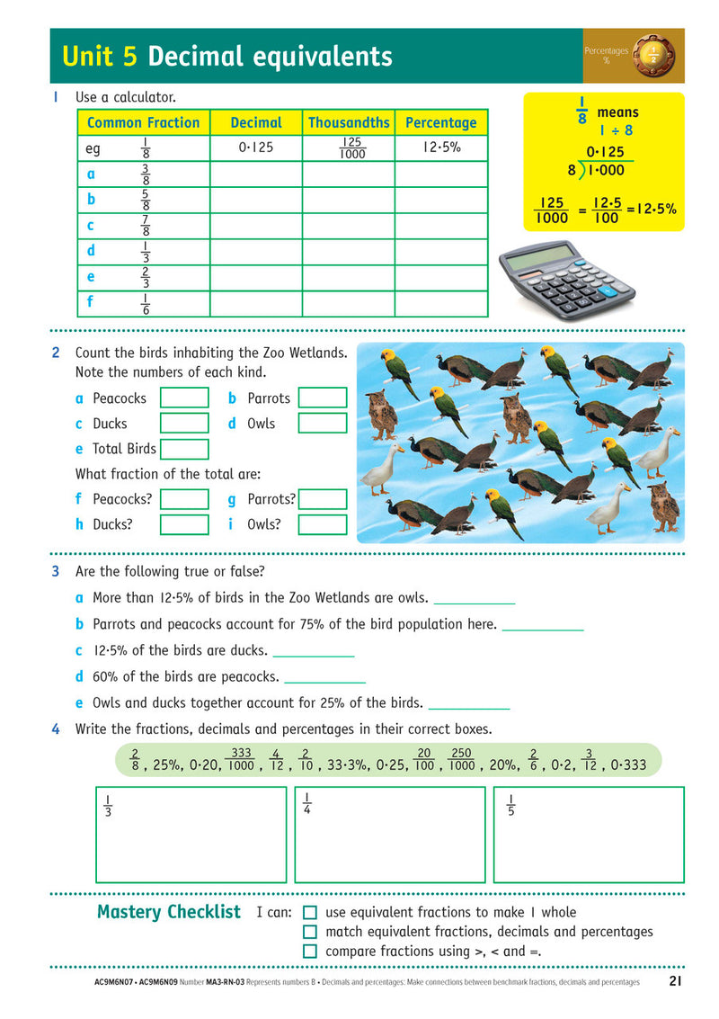 Sample inside page from the NSW Targeting Maths Year 6 2023 Curriculum Edition workbook, taken from the publisher product gallery