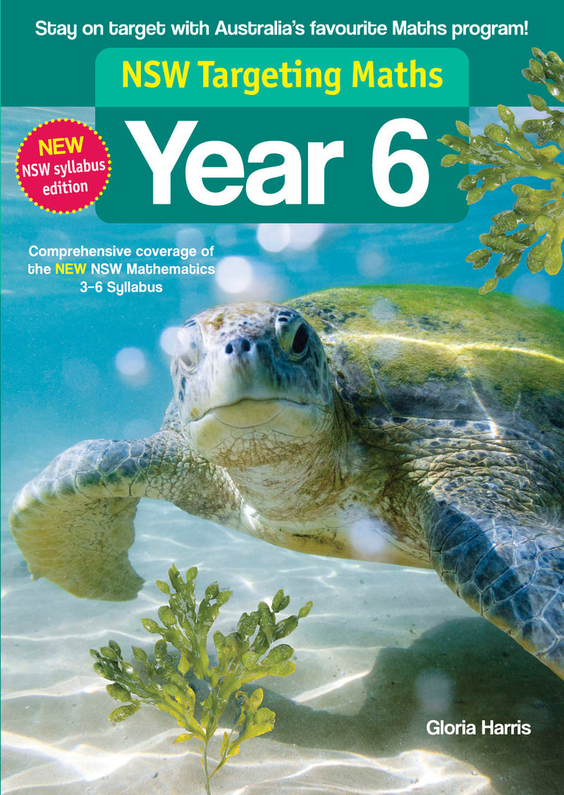 Front cover of the NSW Targeting Maths Year 6 2023 Curriculum Edition workbook from Pascal Press, the main product image