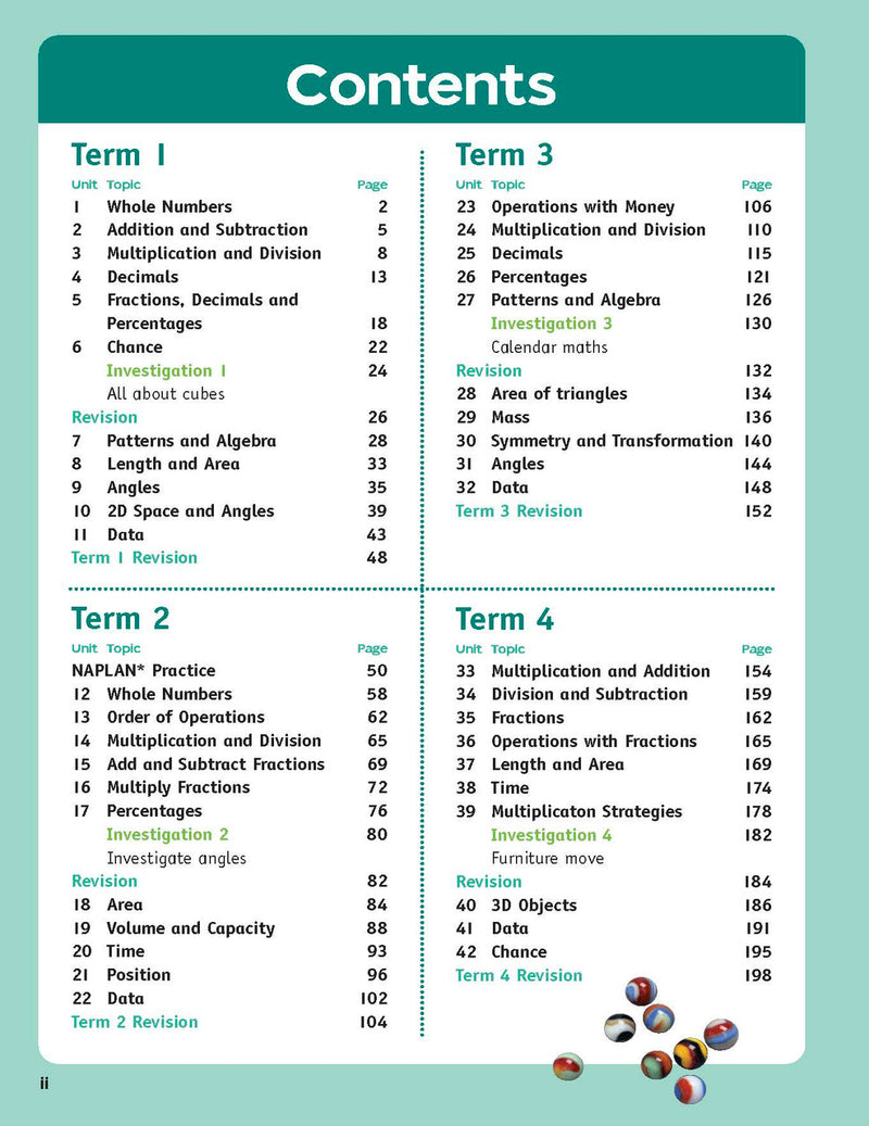 Sample inside page from the NSW Targeting Maths Year 6 2023 Curriculum Edition workbook, taken from the publisher product gallery