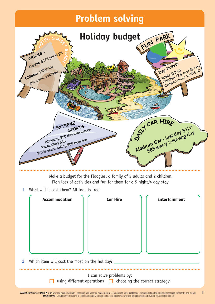 Sample inside page from the NSW Targeting Maths Year 6 2023 Curriculum Edition workbook, taken from the publisher product gallery