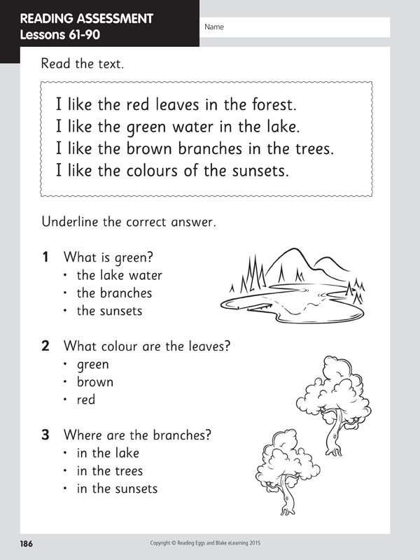 Sample student worksheet page from Reading Eggs Teaching Guide Book 3 with a focused literacy activity for the class