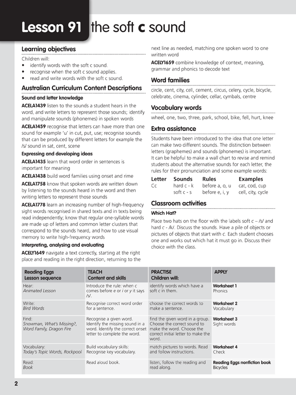 Sample introductory page from Reading Eggs Teaching Guide Book 4 explaining how the lessons and resources fit together