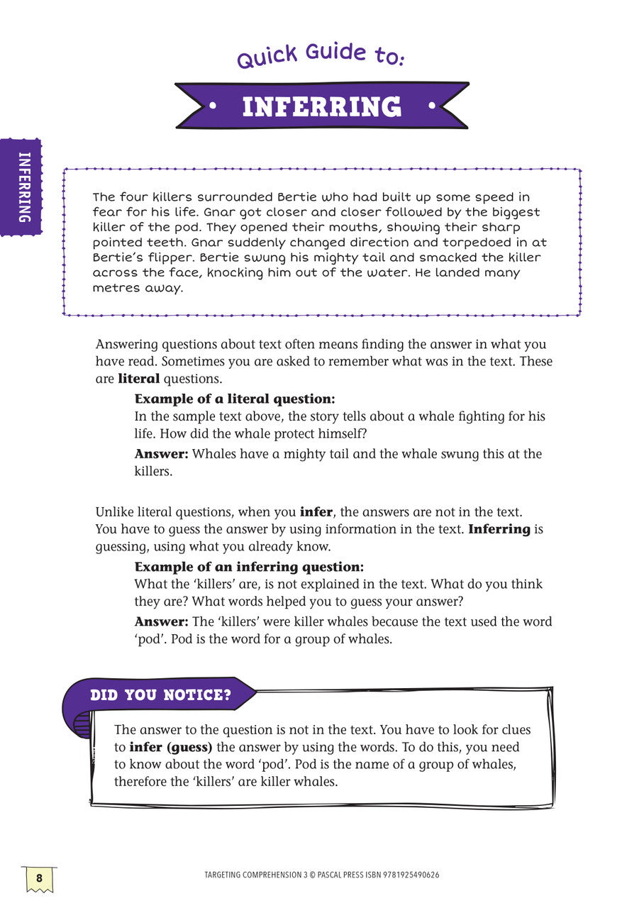 Sample interior activity page from Targeting Comprehension Activity Book Year 3, as shown in the publisher gallery