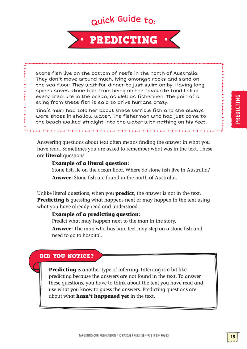 Sample interior activity page from Targeting Comprehension Activity Book Year 4, as shown in the publisher gallery