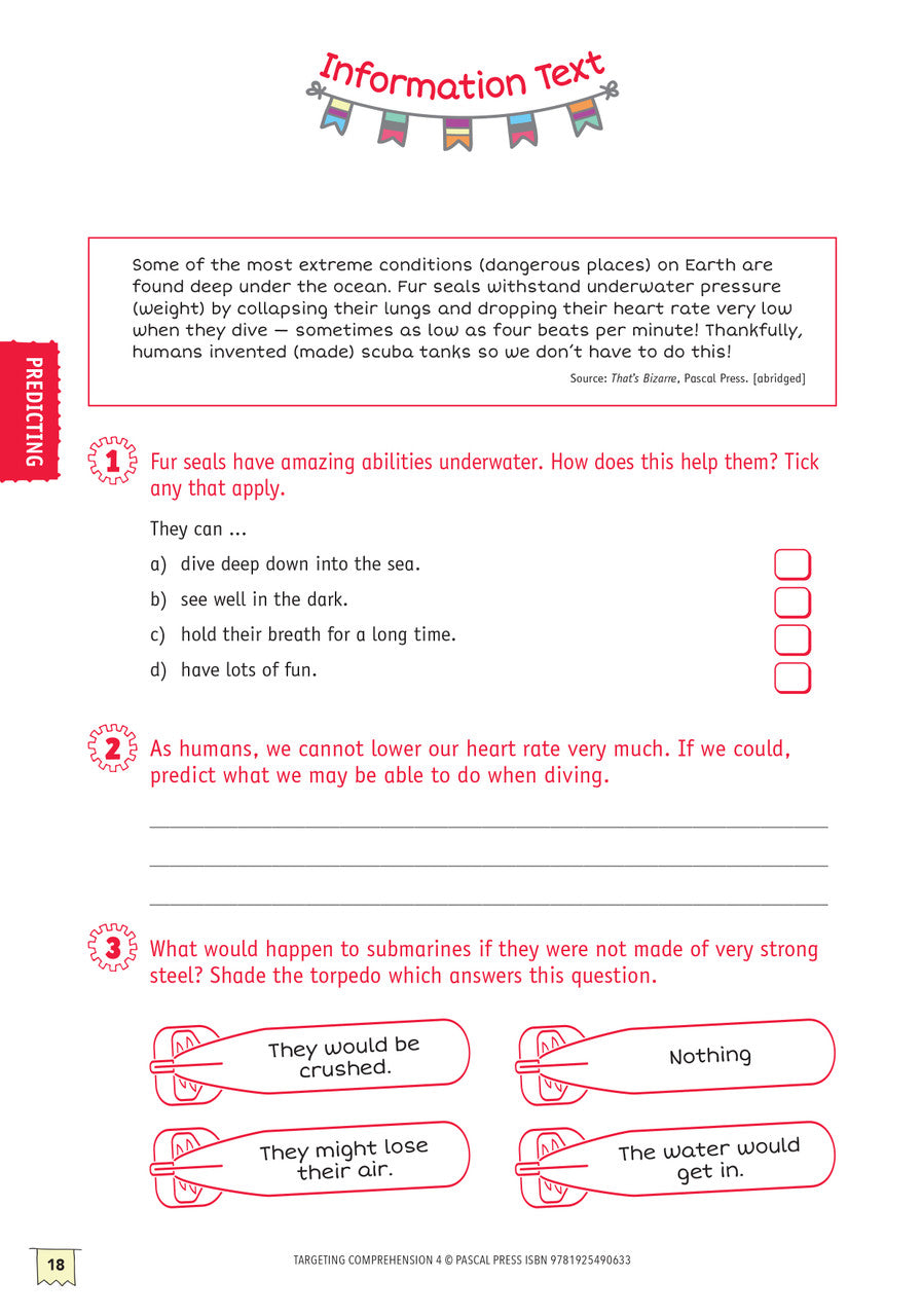 Sample interior activity page from Targeting Comprehension Activity Book Year 4, as shown in the publisher gallery