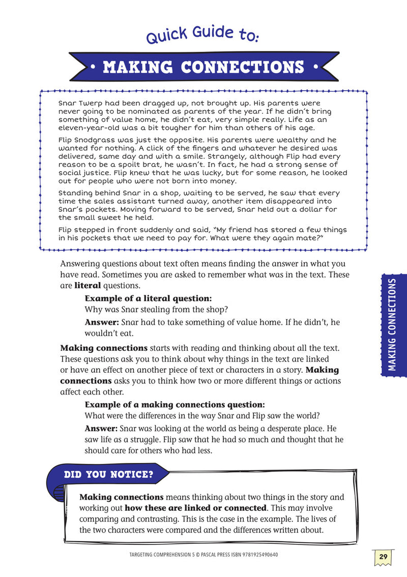 Sample interior activity page from Targeting Comprehension Activity Book Year 5, as shown in the publisher gallery