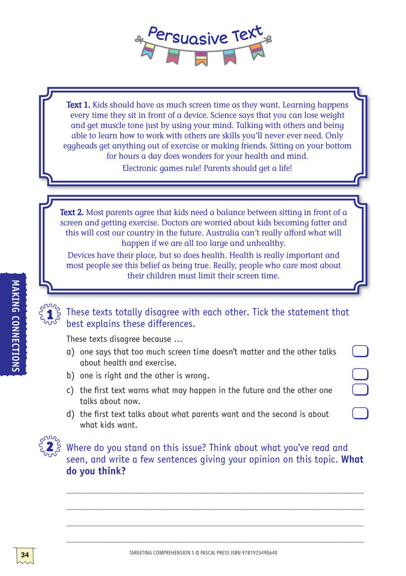 Sample interior activity page from Targeting Comprehension Activity Book Year 5, as shown in the publisher gallery