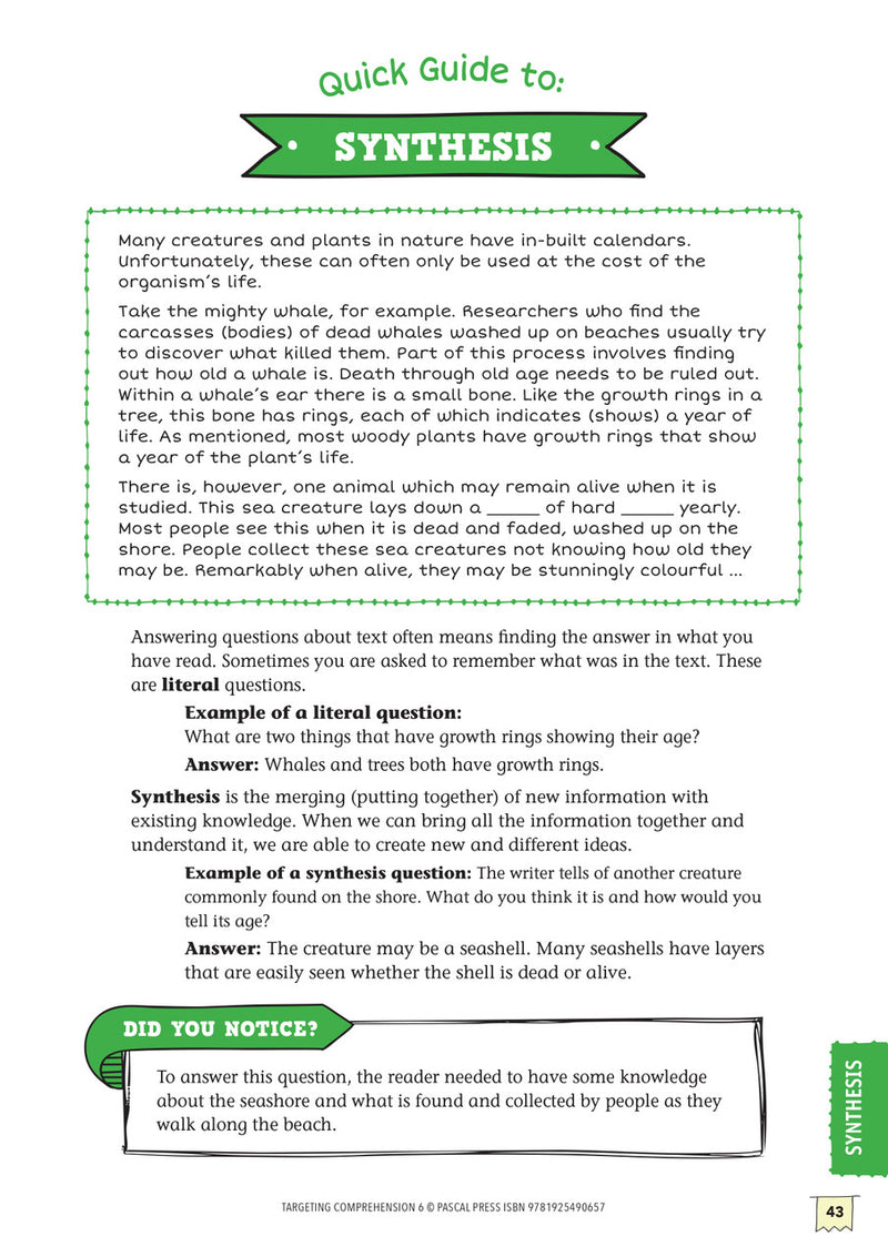 Sample interior activity page from Targeting Comprehension Activity Book Year 6, as shown in the publisher gallery
