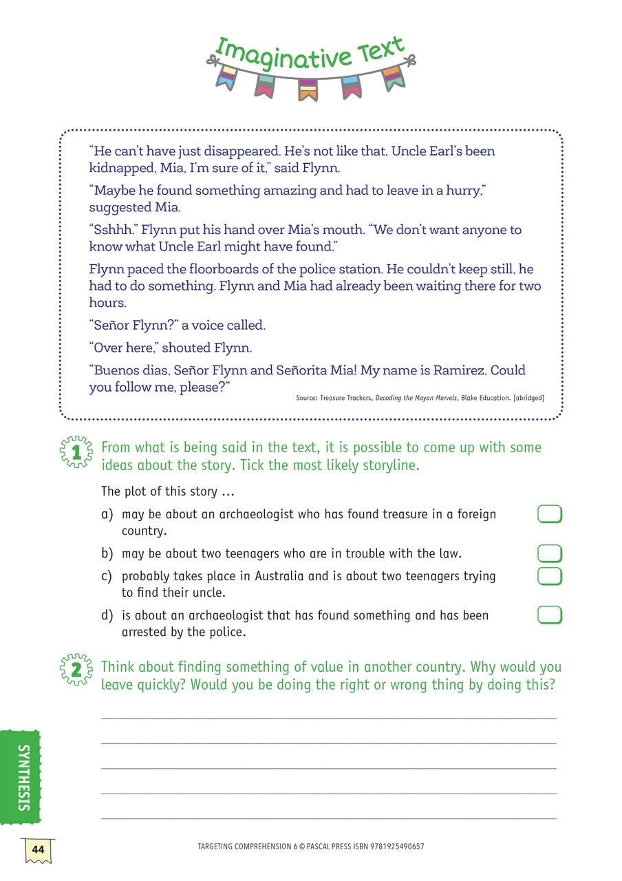 Sample interior activity page from Targeting Comprehension Activity Book Year 6, as shown in the publisher gallery