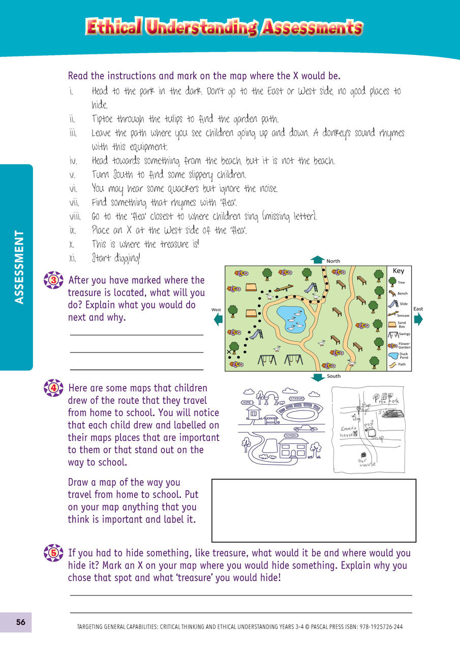 Sample interior activity page from Targeting General Capabilities Critical and Creative Thinking Years 3-4, as shown in the publisher gallery