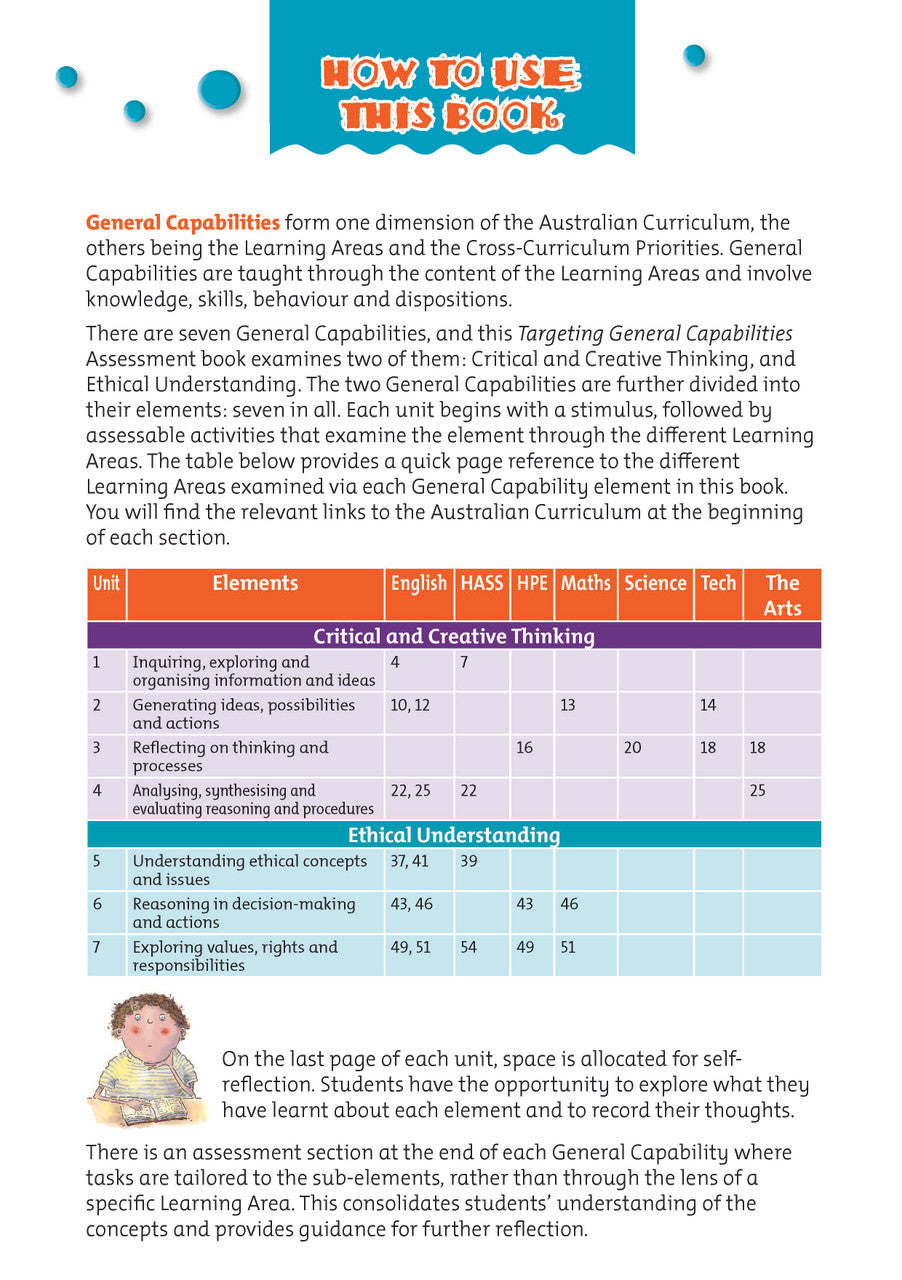 Sample interior activity page from Targeting General Capabilities Critical and Creative Thinking Years 3-4, as shown in the publisher gallery