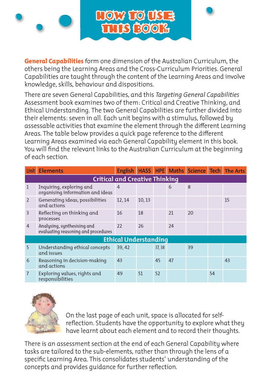 Sample interior activity page from Targeting General Capabilities Critical and Creative Thinking Years 5-6, as shown in the publisher gallery