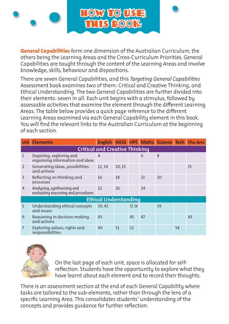Sample interior activity page from Targeting General Capabilities Critical and Creative Thinking Years 5-6, as shown in the publisher gallery