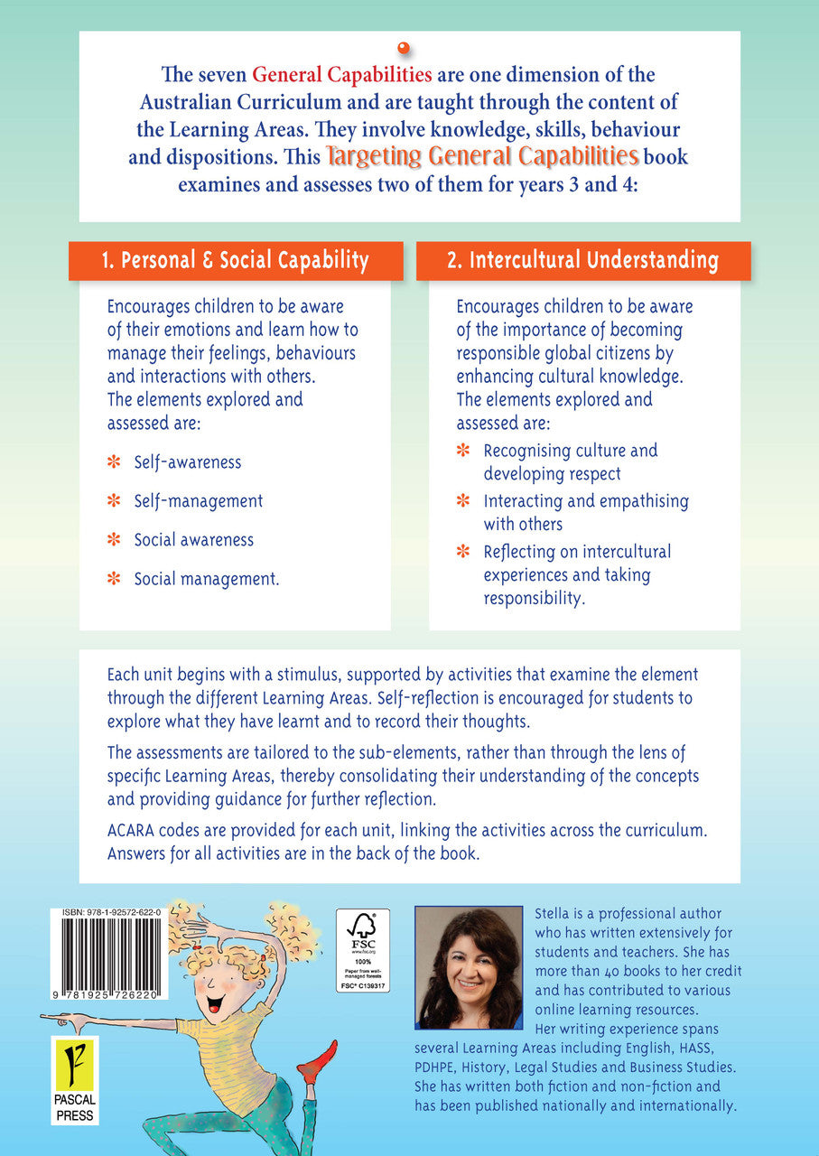 Back cover of Targeting General Capabilities Personal and Social Capability Years 3-4 from the Pascal Press Targeting series
