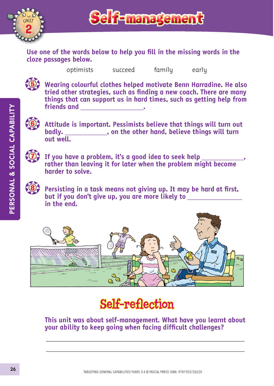 Sample interior activity page from Targeting General Capabilities Personal and Social Capability Years 3-4, as shown in the publisher gallery