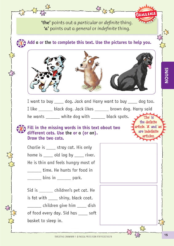 Sample inside page 15 of Targeting Grammar Activity Book 1, shown in the publisher's preview gallery