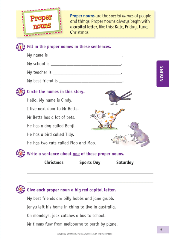 Sample inside page 9 of Targeting Grammar Activity Book 2, shown in the publisher's preview gallery
