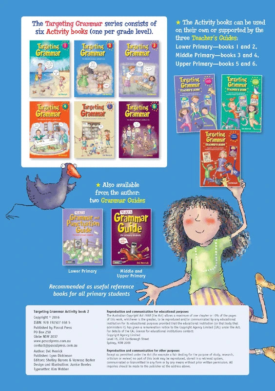 Back cover of Targeting Grammar Activity Book 2 from Pascal Press, shown at the end of the publisher gallery