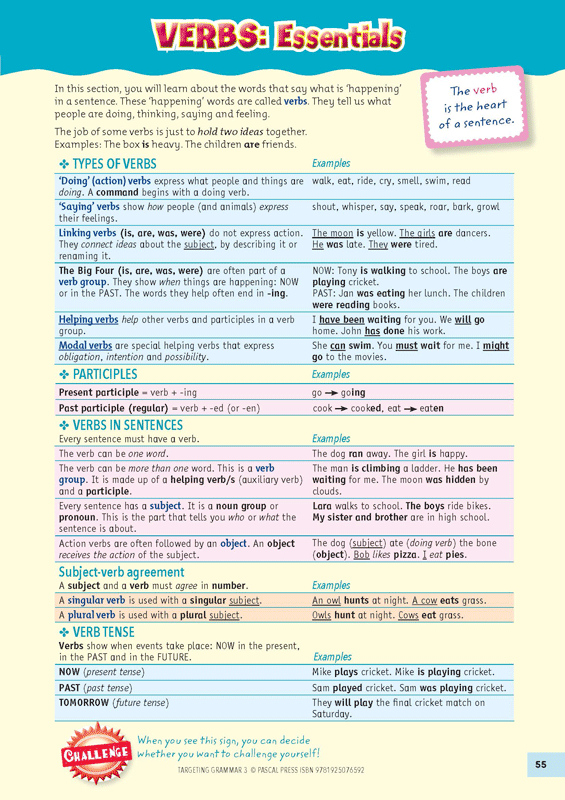 Sample inside page 55 of Targeting Grammar Activity Book 3, shown in the publisher's preview gallery