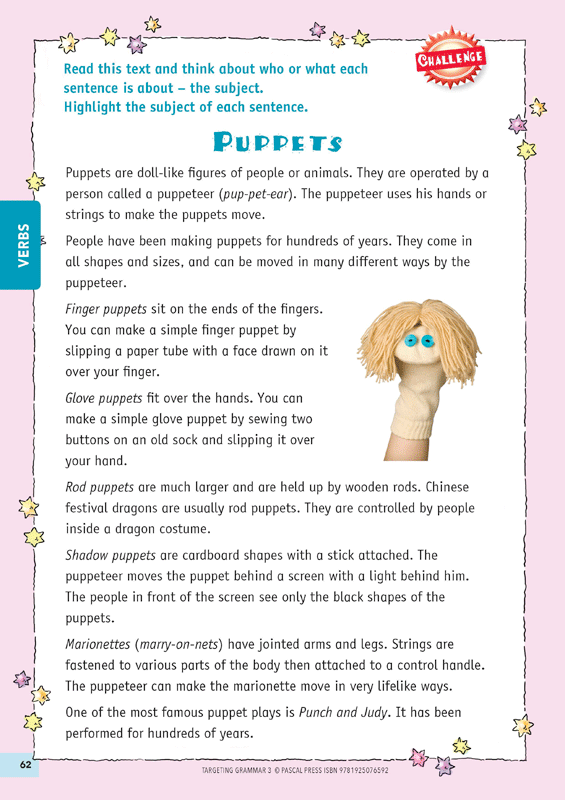Sample inside page 62 of Targeting Grammar Activity Book 3, shown in the publisher's preview gallery