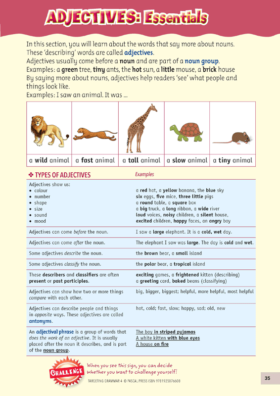 Sample inside page 35 of Targeting Grammar Activity Book 4, shown in the publisher's preview gallery