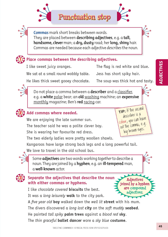 Sample inside page 45 of Targeting Grammar Activity Book 4, shown in the publisher's preview gallery
