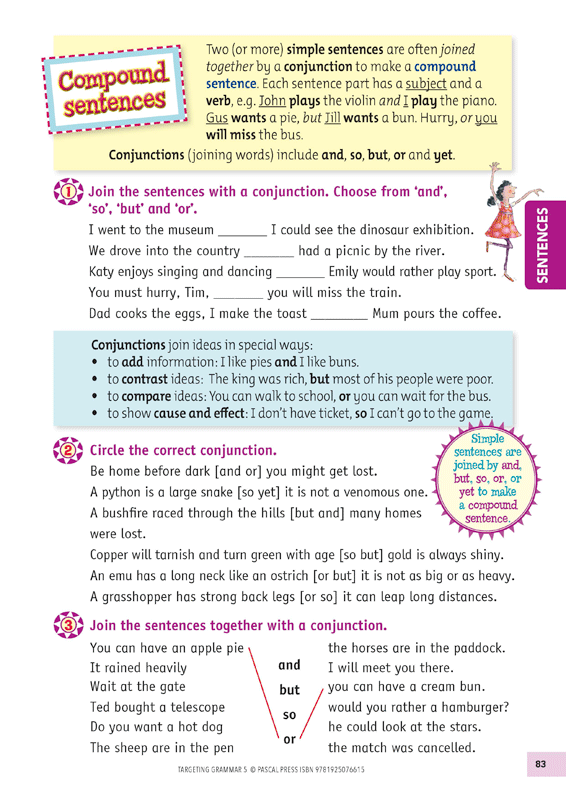 Sample inside page 83 of Targeting Grammar Activity Book 5, shown in the publisher's preview gallery