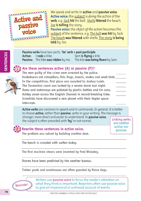 Sample inside page 78 of Targeting Grammar Activity Book 6, shown in the publisher's preview gallery
