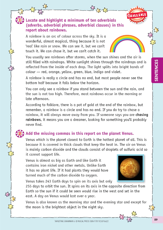 Sample inside page 89 of Targeting Grammar Activity Book 6, shown in the publisher's preview gallery