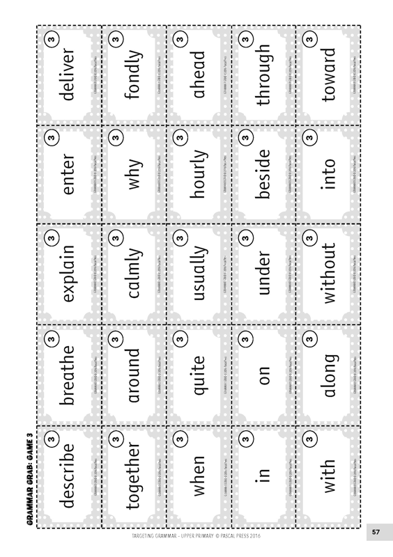 Sample inside page 57 of Targeting Grammar Teacher's Guide Upper Primary, shown in the publisher's preview gallery