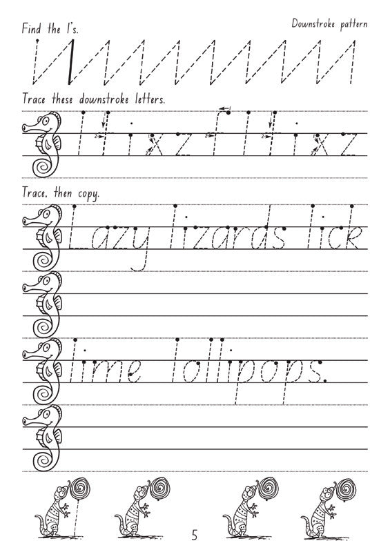 Sample interior page from the Targeting Handwriting NSW Year 1 Student Book showing NSW Foundation Style handwriting practice activities