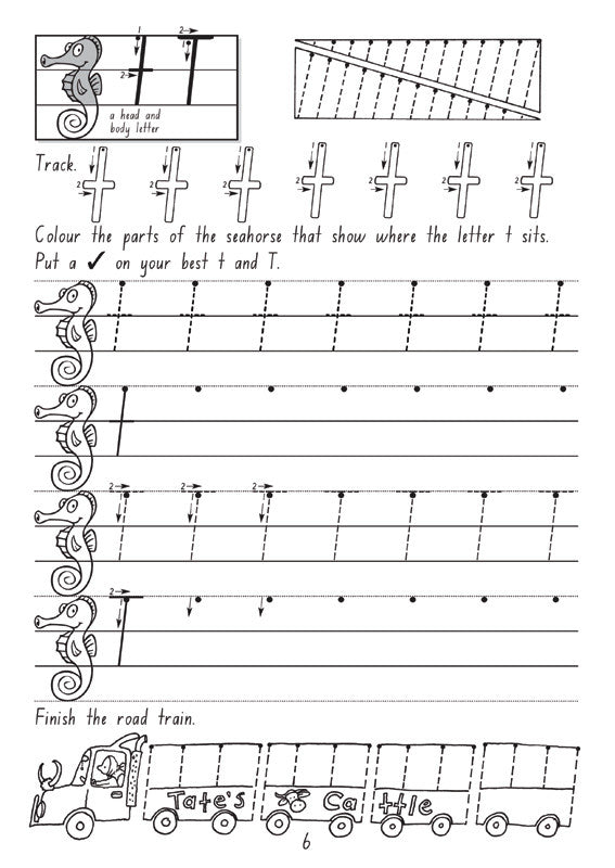 Sample interior page from the Targeting Handwriting NSW Year 1 Student Book showing NSW Foundation Style handwriting practice activities